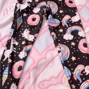 Whimsical Unicorn and Donut Leggings - Black and Pink